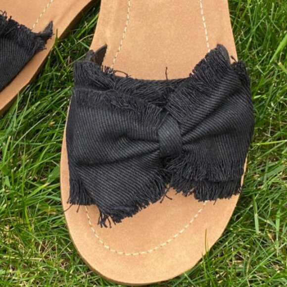 Corkys Spray Tan Sandals in Black Canvas - Picture 7 of 9